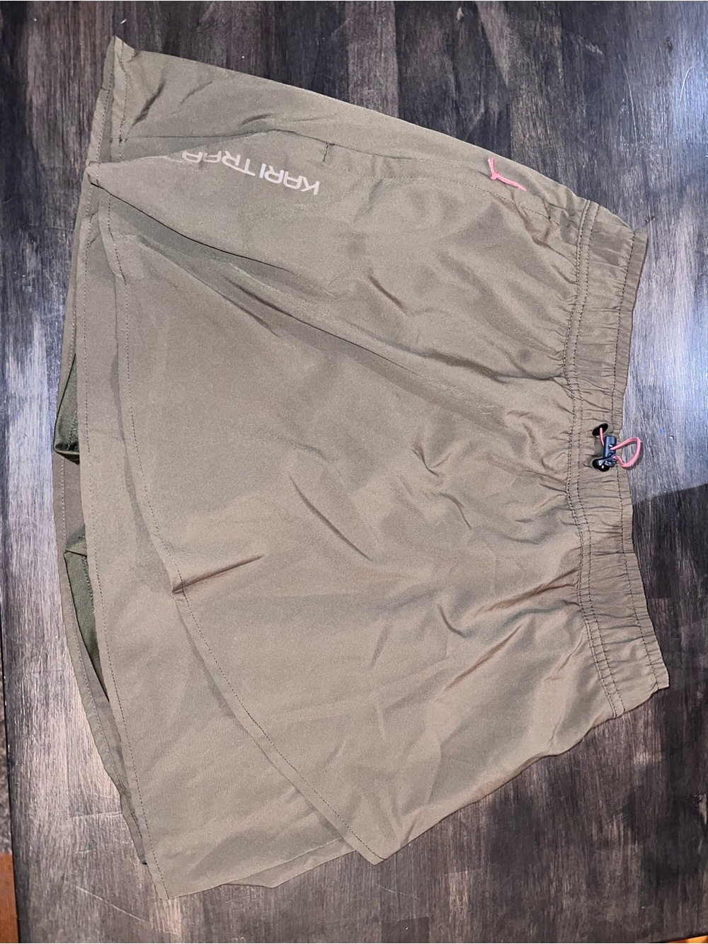 Kari Traa Olive Athletic Shorts with Pink Accents